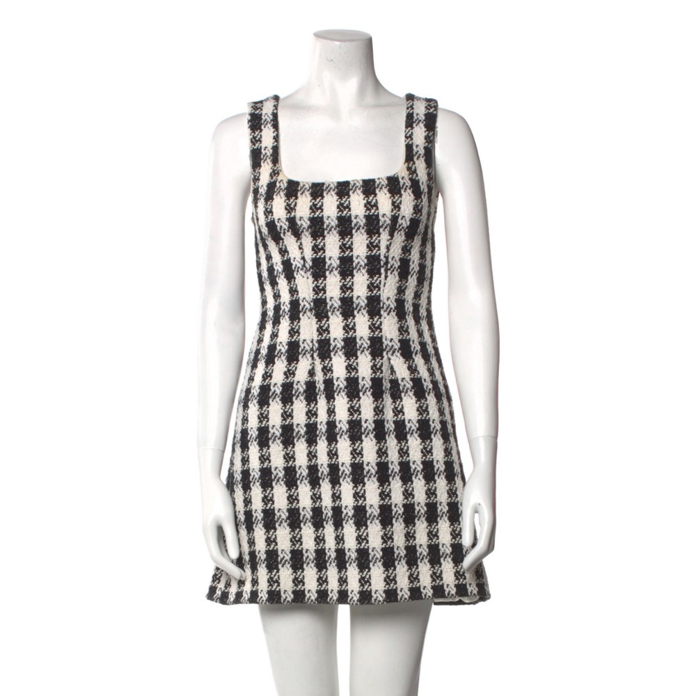 MAJE PLAID TWEED HOUNDSTOOTH MINI DRESS